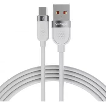 VOLTAGE VEKS66AC100WE USB-A auf USB-C Silikon 66W PD Schnellladekabel 1m Weiß
