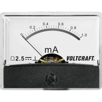 VOLTCRAFT AM-60X46/1MA/DC Analoges Einbau-Messgerät, Gleichstrom 0-1 mA, Drehspulmesswerk, 46x60 mm
