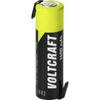 VOLTCRAFT Mignon AA Akku NiMH 1,2 V 1400 mAh High-Current mit Z-Lötfahne, Ready to Use (1 Stk.) VC-17666040