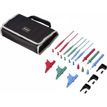 VOLTCRAFT MLSet-140 Messleitungs-Set, 4 mm stapelbare Stecker, 1,5 m, Rot/Blau/Grün, mit Krokodilklemmen und Prüfspitzen VC-18652740