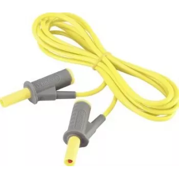 VOLTCRAFT MSB-501 Sicherheitsmessleitung, 4 mm stapelbarer Bananenstecker auf gleichen, 2 m, Gelb, CAT III 1000 V / CAT IV 600 V, 16 A VC-8063480