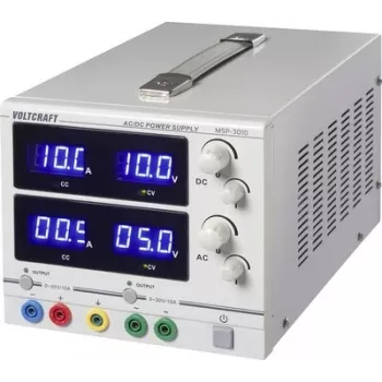 VOLTCRAFT MSP-3010 Einstellbares geregeltes AC- und DC-Labor-Netzteil 0-30 V 0-10 A 2x 300 W 4 mm Bananenbuchse Dual-Ausgang (VC-17370145)