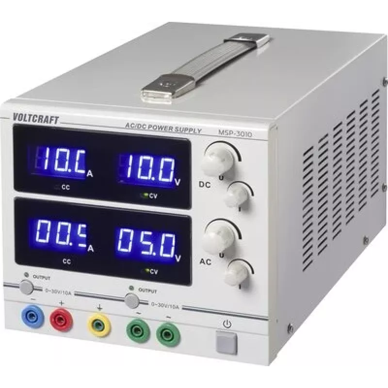 VOLTCRAFT MSP-3010 Einstellbares geregeltes AC- und DC-Labor-Netzteil 0-30 V 0-10 A 2x 300 W 4 mm Bananenbuchse Dual-Ausgang (VC-17370145)