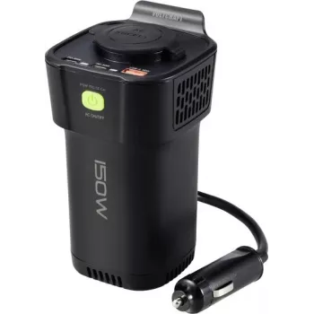 VOLTCRAFT MSW 150-12 Auto-Getränkehalter-Wechselrichter 150 W modifizierte Sinuswelle 12 V DC auf 230 V AC mit USB