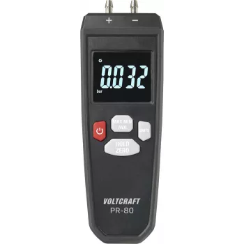 VOLTCRAFT PR-80 Differenzdruckmessgerät ±0,137 bar, 11 Einheiten, beleuchtetes LCD, Daten-Hold, Min/Max/Avg, Luft & nicht korrosive Gase VC-13101370