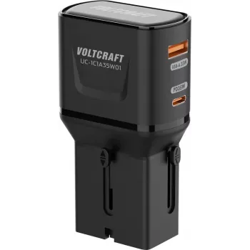 VOLTCRAFT UC-1C1A35W01 35W Reise-Ladegerät USB-C PD & USB-A Quick Charge, Schwarz, mit EU/UK/US Adaptern VC-17792720