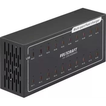 Voltcraft UC-20C400W01 20-Port USB-C-Ladestation 400W 5V/3A pro Port Metallgehäuse mit aktiver Kühlung VC-16676850