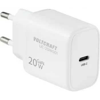 VOLTCRAFT UC-20W001 USB-Wandladegerät 20 W 1x USB-C Schnellladung, USB PD 3.0, Weiß, GaN (VC-17942085)