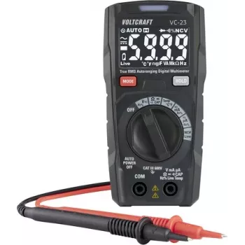 Voltcraft VC-23 TRMS Digitalmultimeter CAT III 600 V Auto-Ranging mit Kapazität, Frequenz, Temperatur, NCV