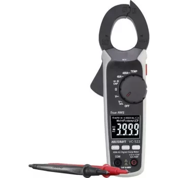 VOLTCRAFT VC-522 (ISO) Digitales Zangenmessgerät, True RMS, CAT III 600V, 4000 Counts, ISO-kalibriert, misst AC/DC-Spannung, AC-Strom, Widerstand, Kapazität, Frequenz, Temperatur VC-9499265