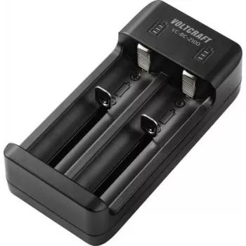 VOLTCRAFT VC-BC-2100 Universal-Rundzellenladegerät für NiMH/NiCd- und Li-Ion-Akkus (AA, AAA, AAAA, C, 10440, 14500, 18650, 21700, 26650, 26700 und mehr) VC-17666030
