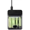 Voltcraft VC-BC4-PB1 2-in-1 NiMH Akku-Ladegerät & Powerbank für 4x AA/AAA, 500mA, USB-C Eingang, USB-A Ausgang, Schwarz