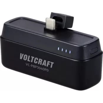 VOLTCRAFT VC-PBP3040PD Power Bank 4500 mAh USB-C PD Li-Ion Mattschwarz mit Statusanzeige