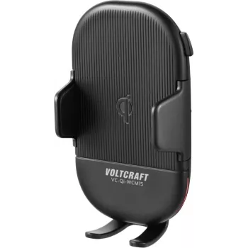 VOLTCRAFT VC-Qi-WCM15 Qi Wireless Auto-Lüftungshalterung für Handy, 15W Schnellladung, 55-89mm, Automatische Klemmung, Schwarz