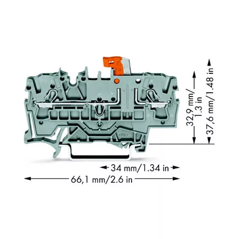WAGO 2002-1671 2-Leiter-Trenn- und Prüfklemme mit Push-in CAGE CLAMP, grau