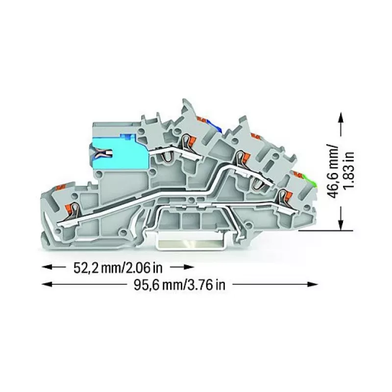 WAGO 2203-7641 Installations-Reihenklemme, mehrstöckig, mit N-Trennschieber, NT/L/PE, grau