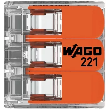 WAGO 221-413 COMPACT Verbindungsklemme, 3-Leiter, 0,2–4 mm², Transparent, 50er-Pack
