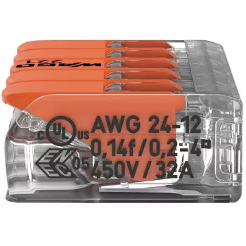 WAGO 221-415 COMPACT Verbindungsklemme für 5 Leiter, 0,2-4 mm², 25er-Pack