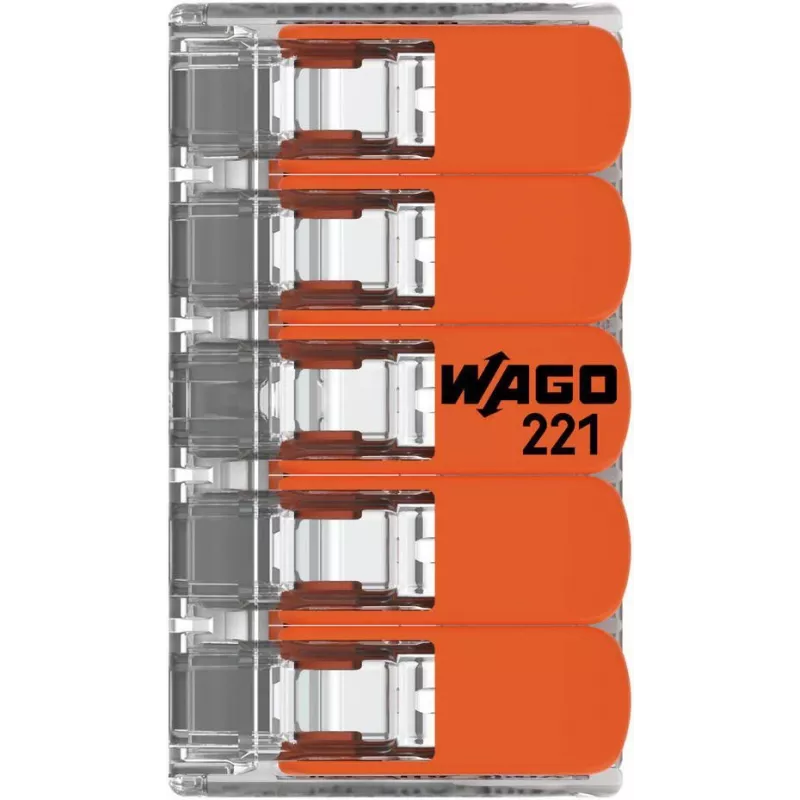 WAGO 221-415 COMPACT Verbindungsklemme für 5 Leiter, 0,2-4 mm², 25er-Pack