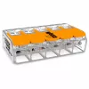WAGO 221-615 5-Leiter-Hebelverbinder, kompakter Verbindungsklemme, 450 V, 32 A, Transparent/Orange