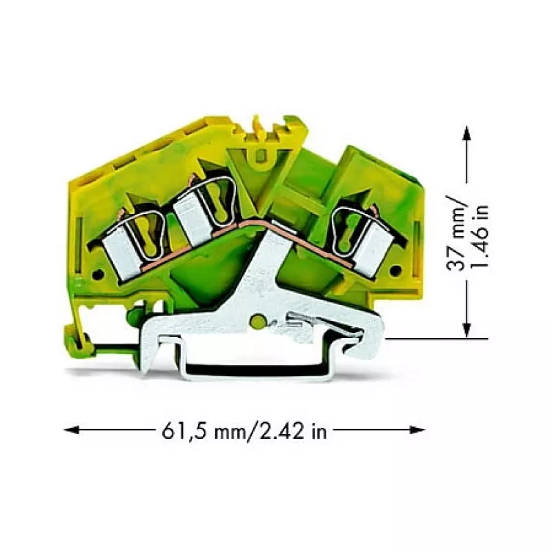 WAGO 281-637 3-Leiter Schutzleiter-Klemme, 4 mm², grün-gelb