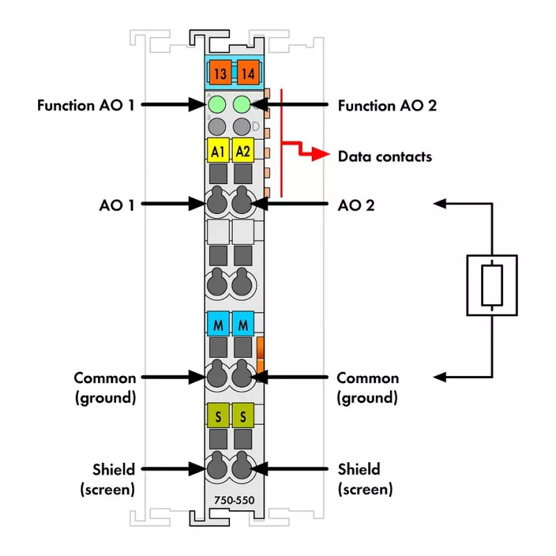 WAGO 750-550 2-Kanal-Analogausgangsmodul 0-10V, Hellgrau