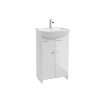 Hängendes Badezimmer-Waschtisch-Set 50cm mit Keramikbecken, Chrom-Mischer und Siphon, Hochglanz-Weiß