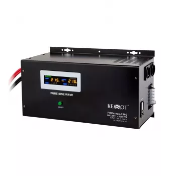 Wandmontierte unterbrechungsfreie Stromversorgung KEMOT PROsinus-2200 Konverter mit reiner Sinuswelle und Ladefunktion 12V 230V 2200VA/1600W