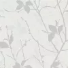 Tapete 122433 Belle Weiß/Silber Floral Trail Luxus Strukturrolle, 10,05 m x 53 cm