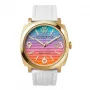 WATCHPEOPLE Damen 700984 Analog Quarzuhr 45mm Edelstahlgehäuse Schwarzes Zifferblatt Lederarmband