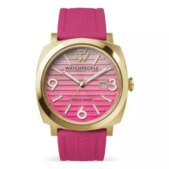 WATCHPEOPLE Damenuhr 700985 Roségold-Edelstahl und braunes Leder 45mm