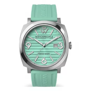 WATCHPEOPLE Damenuhr 700986 Quarz Analog 45 mm Edelstahlgehäuse Weißes Zifferblatt Schwarzes Lederarmband
