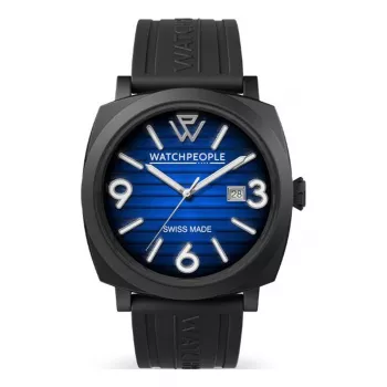 WATCHPEOPLE Damenuhr 700992 Analog Quarz Uhr 45mm Schwarzes Zifferblatt Echtes Lederband