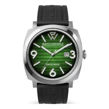WATCHPEOPLE Damen Quarz Analog Uhr 700987 - 45mm schwarzes Zifferblatt Kunstlederband
