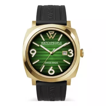 WATCHPEOPLE Damen Quarz Analoguhr 700988 (45mm) - Schwarzes Zifferblatt, Kunstlederarmband