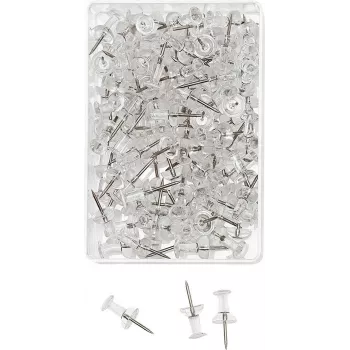 WEDO Pinnnadeln, klar, 100 Stück, 12 mm Nadelstärke, 10 mm Kopfdurchmesser, in transparenter Kunststoffbox (54 249)