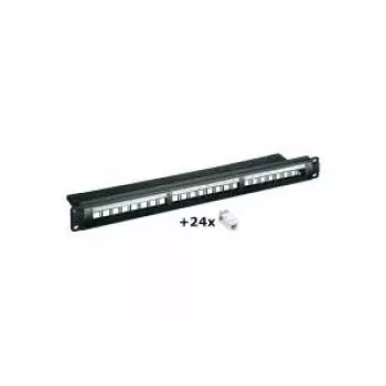 Wentronic 24-Port CAT6 UTP Patch Panel, 1U 19-Zoll Rackmontage, Schwarz (95336)