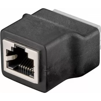 Wentronic 76737 RJ45 T-Adapter Splitter, 1x RJ45 Stecker auf 2x RJ45 Buchse, 8-Pin, Schwarz