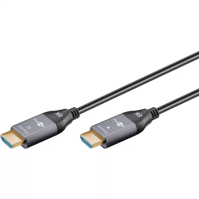 WENTRONIC Goobay 76276 Aktives optisches HDMI-Kabel AOC 8K – 10 m, HDMI 2.1, 48 Gbps, 8K@60Hz, 4K@120Hz, Dynamic HDR, eARC, VRR, ALLM, HDCP 2.3, Schwarz