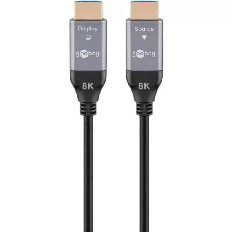 WENTRONIC Goobay 76276 Aktives optisches HDMI-Kabel AOC 8K – 10 m, HDMI 2.1, 48 Gbps, 8K@60Hz, 4K@120Hz, Dynamic HDR, eARC, VRR, ALLM, HDCP 2.3, Schwarz