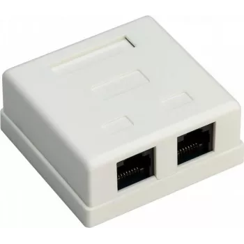 Wentronic Goobay 77633 Cat 6 geschirmte Aufputz-RJ45-Netzwerkdose, 2-Port, Weiß