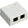 Wentronic Goobay 77633 Cat 6 geschirmte Aufputz-RJ45-Netzwerkdose, 2-Port, Weiß