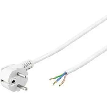 Wentronic Goobay Gewinkeltes Schuko-Stromkabel mit offenen Enden, 5 m, Weiß, H05VV-F 3G1.5, 16 A 93313
