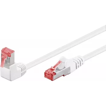 WENTRONIC Goobay CAT 6 Patchkabel, 1x 90° gewinkelt, S/FTP (PiMF), Weiß, 0,25 m - Latch Up, LSZH halogenfrei, Kupfer (51548)