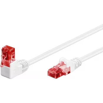 WENTRONIC Goobay CAT 6 Patchkabel 1x 90° gewinkelt, U/UTP, Weiß, 5 m - Top Latch, CCA kupferkaschiertes Aluminium (51525)