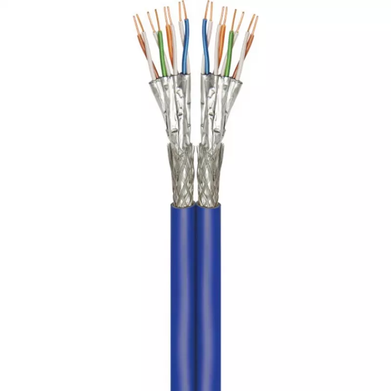Wentronic Goobay CAT 7A Duplex Netzwerkkabel S/FTP PiMF Blau - Kupferleiter CU AWG 22/1 (75716)