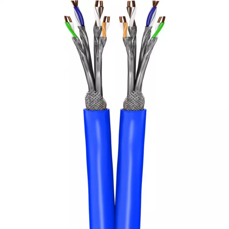Wentronic Goobay CAT 7A Duplex Netzwerkkabel S/FTP PiMF Blau - Kupferleiter CU AWG 22/1 (75716)