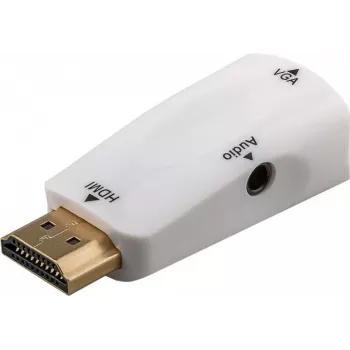 Wentronic Goobay Kompakter HDMI zu VGA Adapter mit Audio - HDMI Stecker auf VGA Buchse + 3,5mm Klinke, 1080p, Schwarz 44793