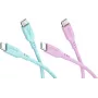 WENTRONIC Goobay Coral Crush Set 2x USB-C Silikonkabel, 1,5 m, Türkis & Pink (81260)