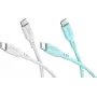 WENTRONIC Goobay Crystal Lagoon Set 2x USB-C Silikonkabel, 1,5 m, Weiß & Türkis (81259)